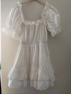 stellah White Eyelet Puff-Sleeve Dress